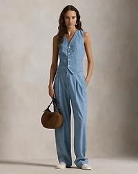 Chambray Wide-Leg Pant