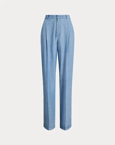 Chambray Wide-Leg Pant