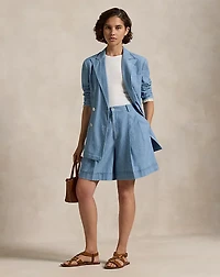 Pleated Chambray Short