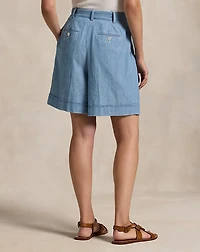 Pleated Chambray Short