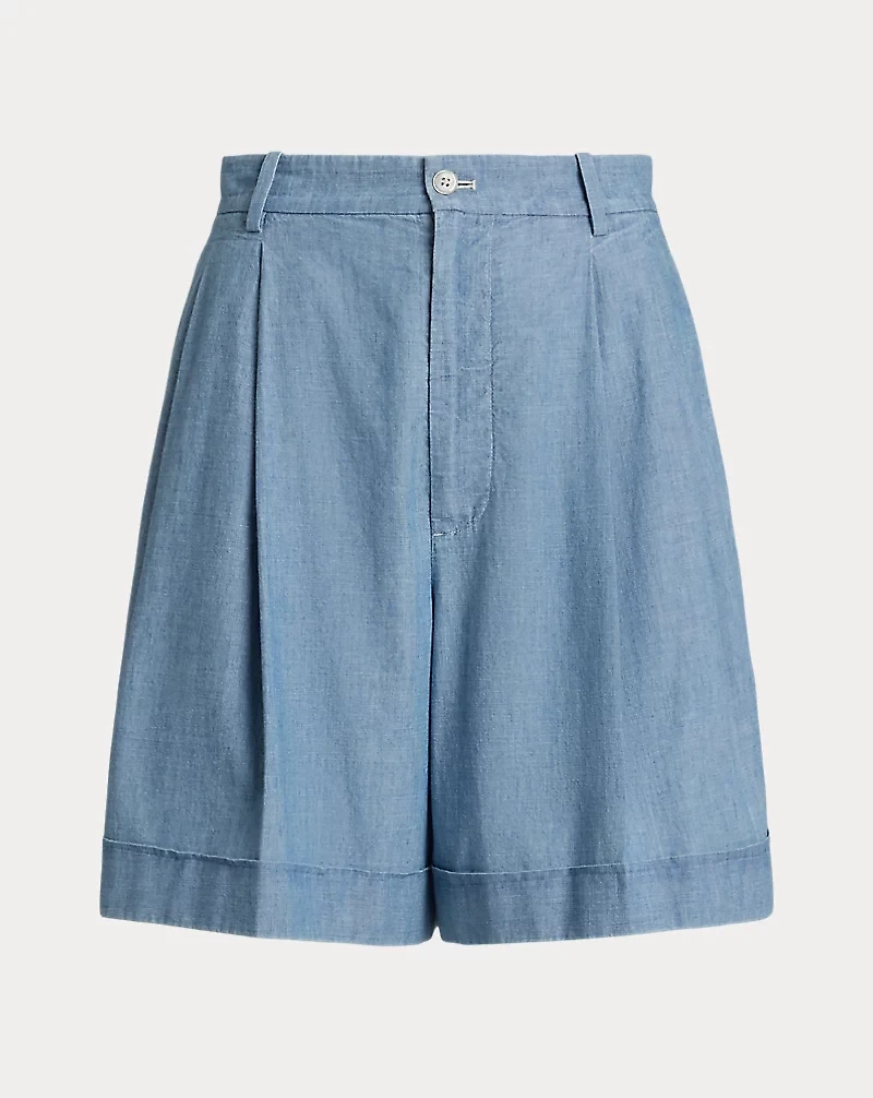 Pleated Chambray Short