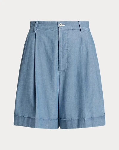 Pleated Chambray Short
