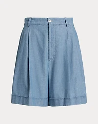 Pleated Chambray Short