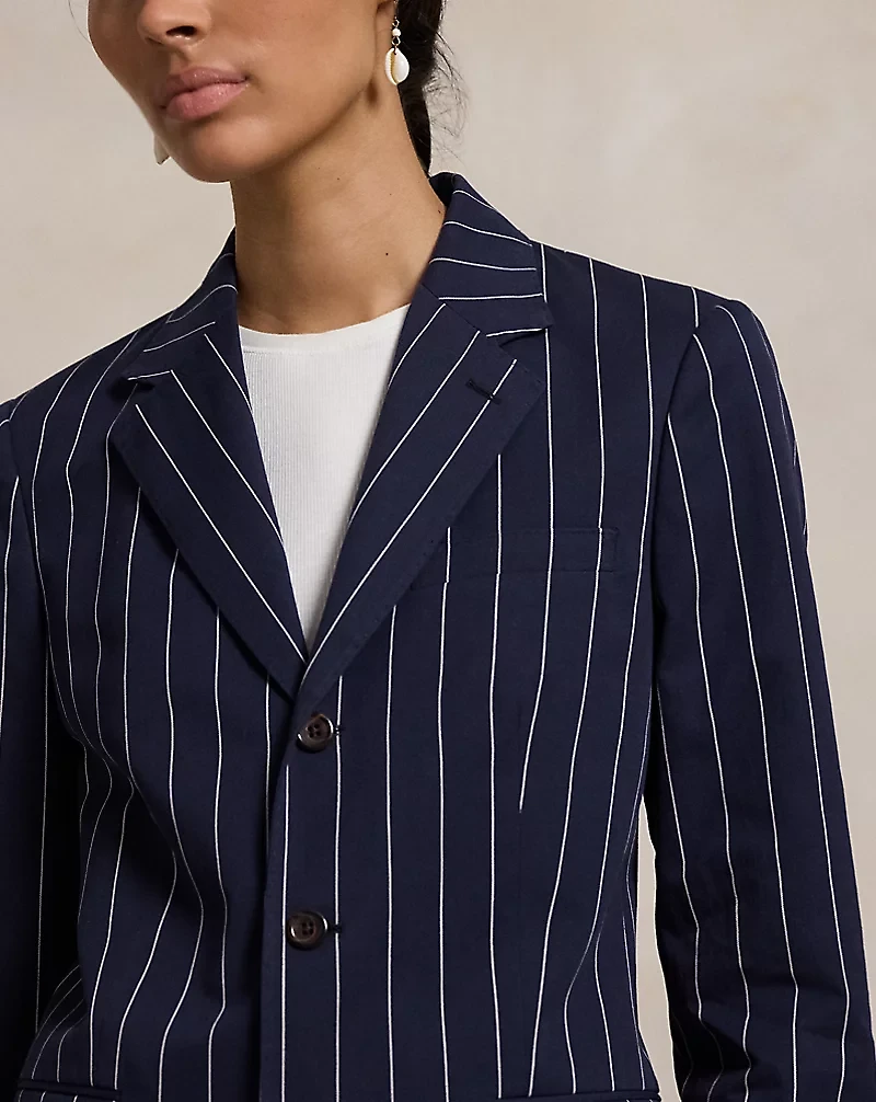 Pinstripe Cotton-Linen Blazer