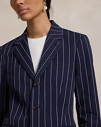 Pinstripe Cotton-Linen Blazer
