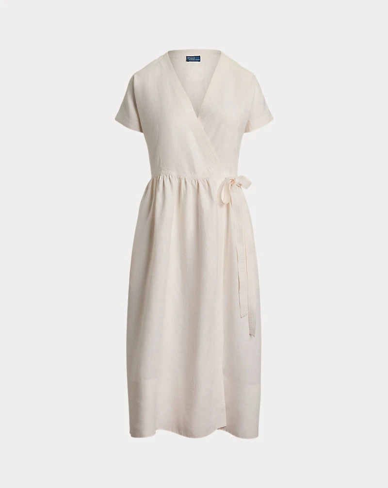 Hemp Short-Sleeve Wrap Dress