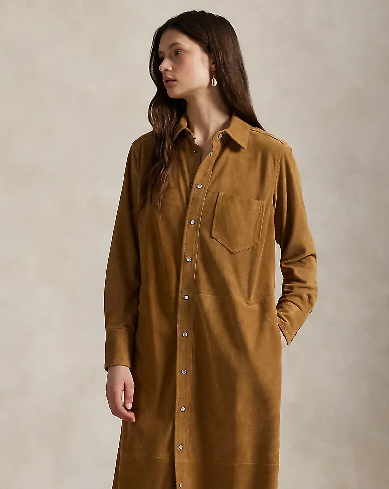 Suede Belted Shirtdress