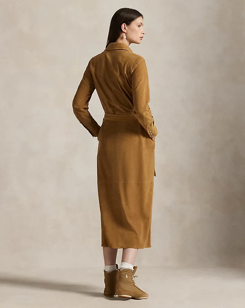 Suede Belted Shirtdress