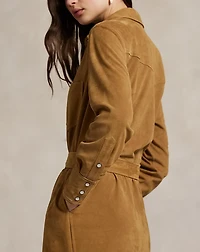 Suede Belted Shirtdress