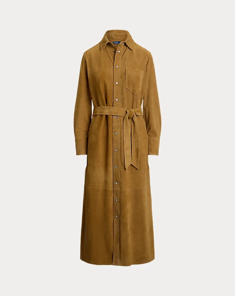Suede Belted Shirtdress