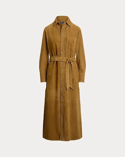 Suede Belted Shirtdress