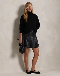 Knife-Pleated Lambskin Miniskirt