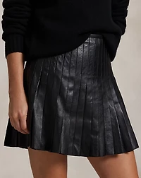 Knife-Pleated Lambskin Miniskirt