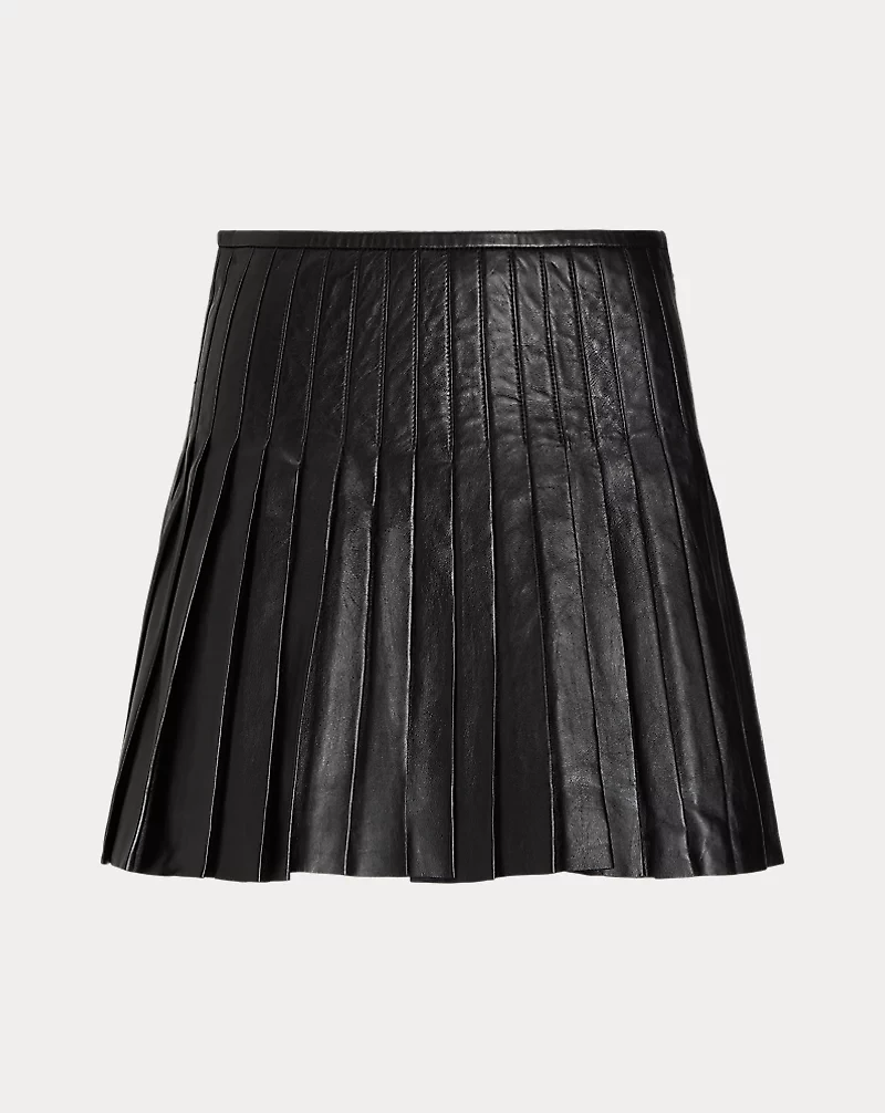 Knife-Pleated Lambskin Miniskirt