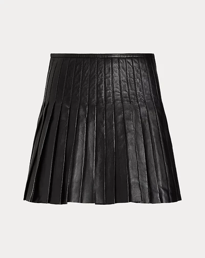 Knife-Pleated Lambskin Miniskirt