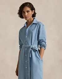 Cotton Chambray Belted Shirtdress