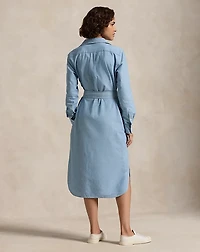 Cotton Chambray Belted Shirtdress
