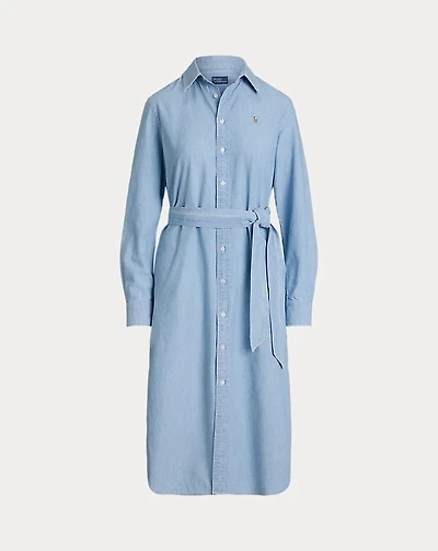 Cotton Chambray Belted Shirtdress