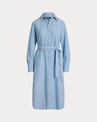Cotton Chambray Belted Shirtdress