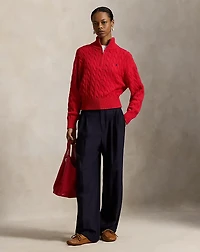 Cable-Knit Cotton Quarter-Zip Sweater