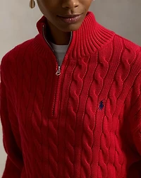Cable-Knit Cotton Quarter-Zip Sweater