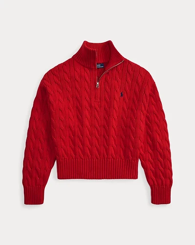 Cable-Knit Cotton Quarter-Zip Sweater
