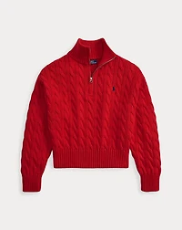 Cable-Knit Cotton Quarter-Zip Sweater