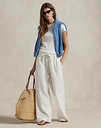 Linen Drawstring Straight-Leg Pant