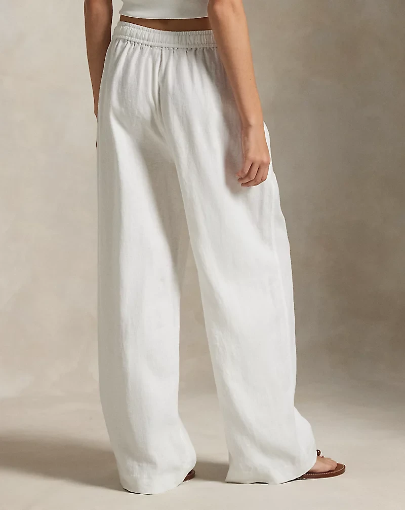 Linen Drawstring Straight-Leg Pant