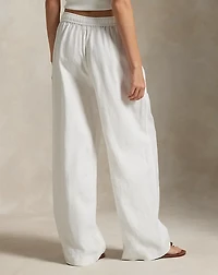 Linen Drawstring Straight-Leg Pant