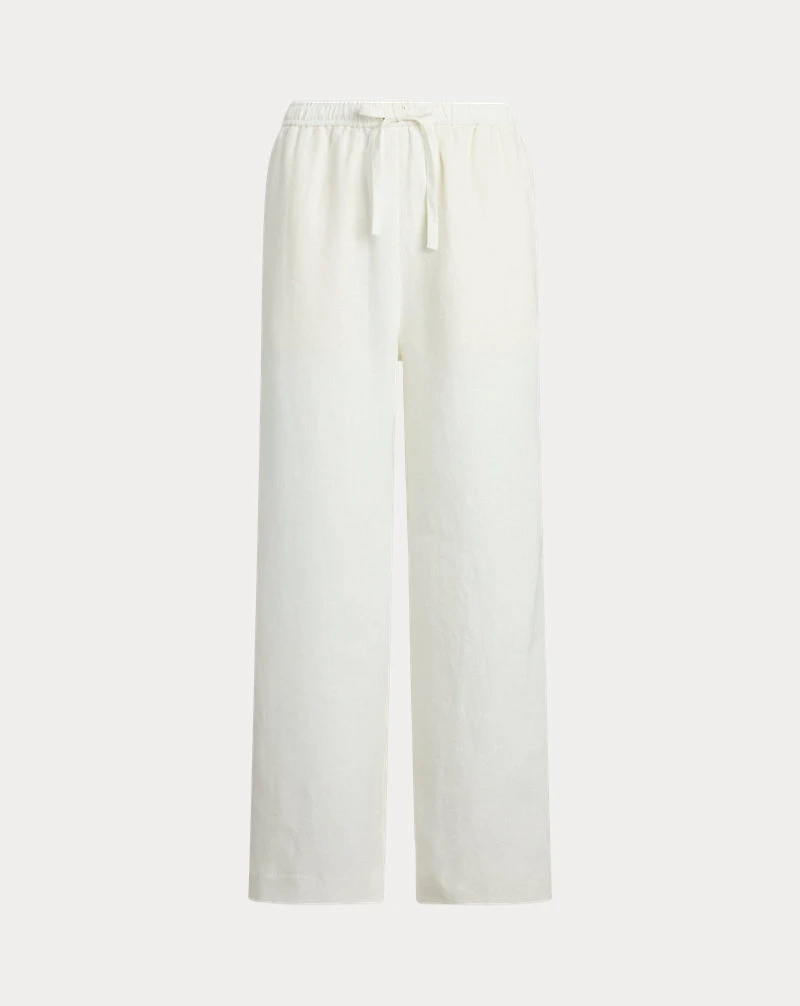 Linen Drawstring Straight-Leg Pant