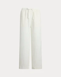 Linen Drawstring Straight-Leg Pant