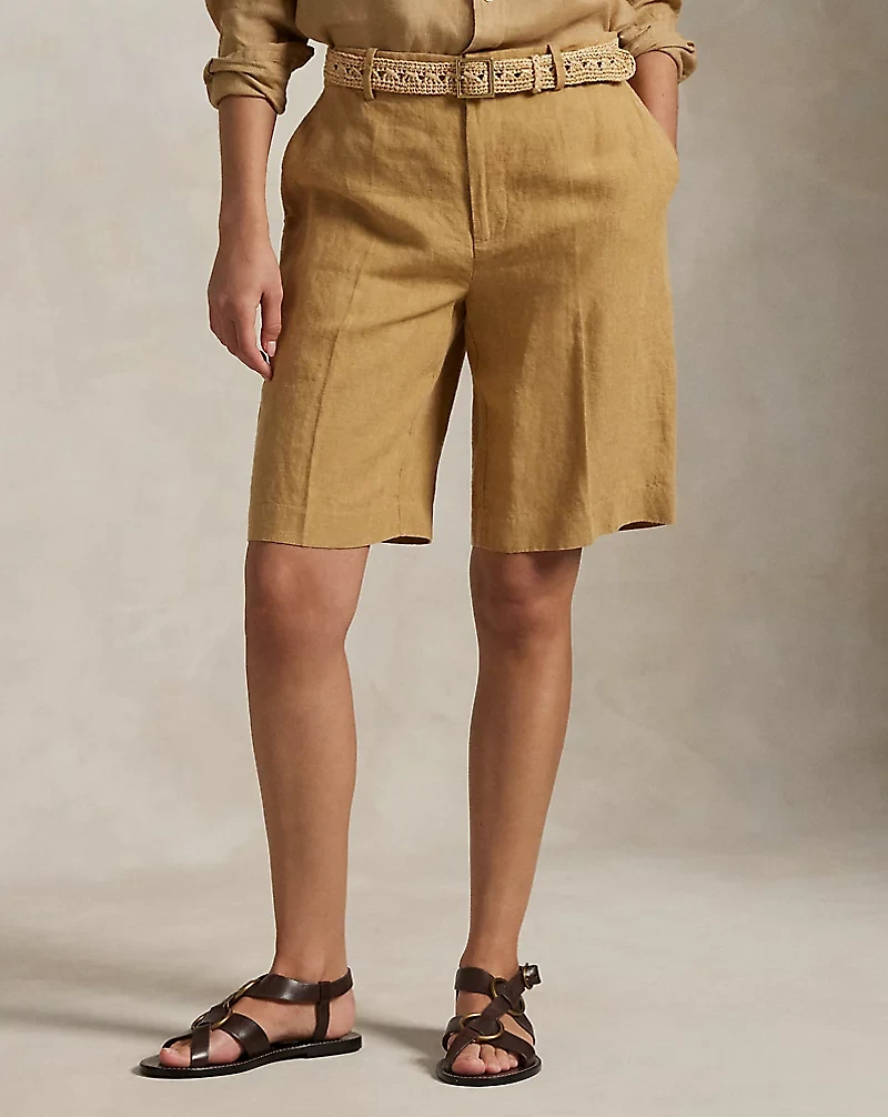 Long Pleated Linen Short