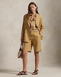 Long Pleated Linen Short