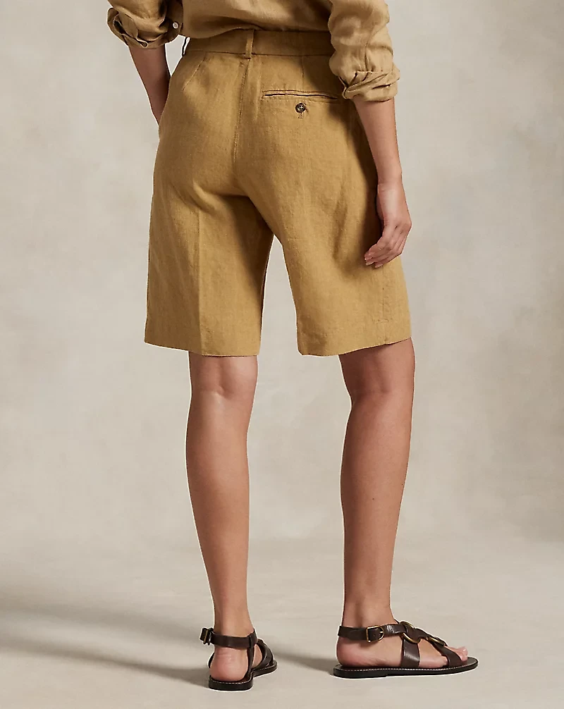 Long Pleated Linen Short