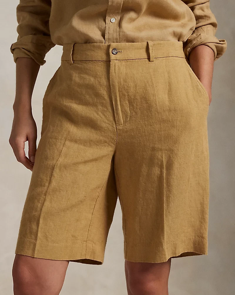 Long Pleated Linen Short