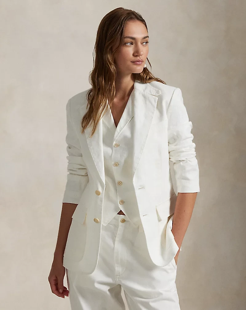 Single-Breasted Linen Blazer