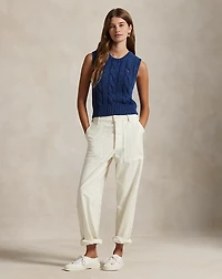 Cable-Knit Cotton Cropped Sweater Vest