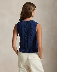 Cable-Knit Cotton Cropped Sweater Vest