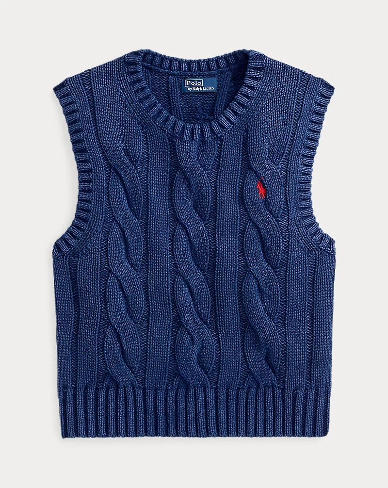 Cable-Knit Cotton Cropped Sweater Vest
