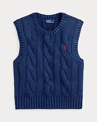 Cable-Knit Cotton Cropped Sweater Vest