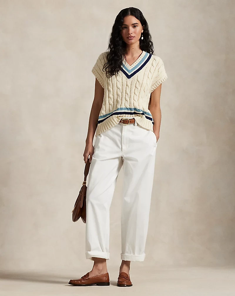 Cable-Knit Cotton Cricket Sweater Vest