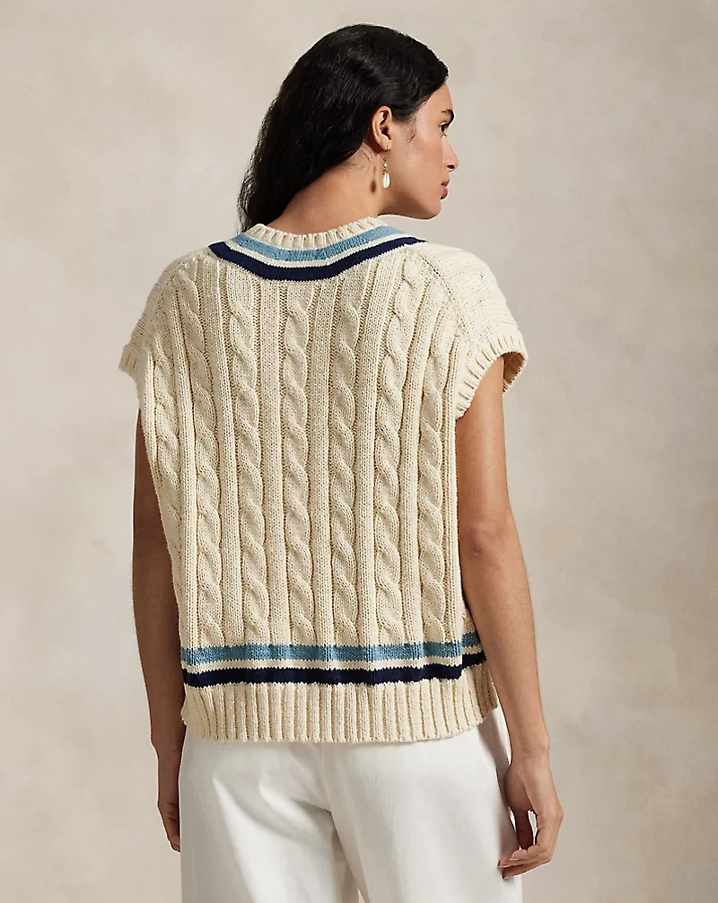 Cable-Knit Cotton Cricket Sweater Vest