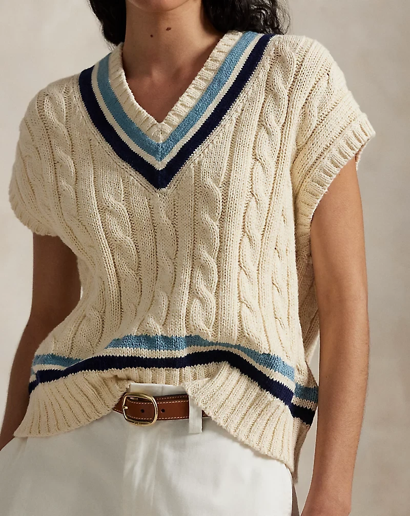 Cable-Knit Cotton Cricket Sweater Vest