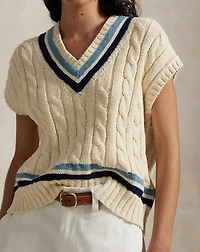 Cable-Knit Cotton Cricket Sweater Vest