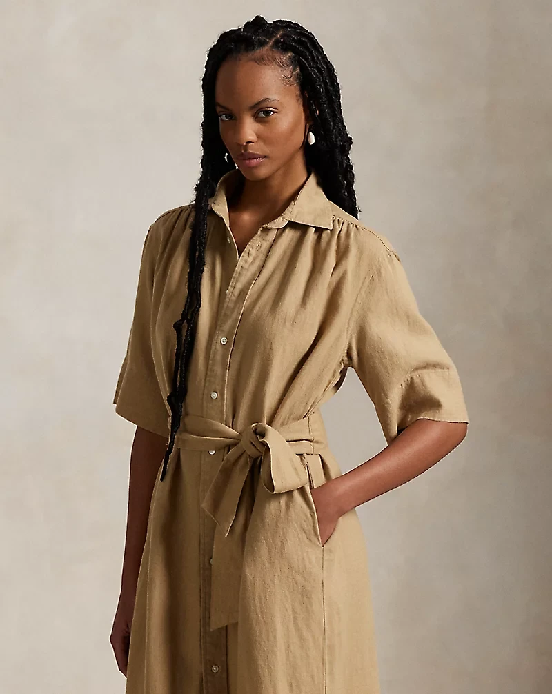 Belted Linen Shirtdress