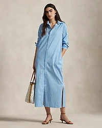 Striped Cotton Long Shirtdress