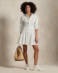 Cotton Broadcloth Paneled Shirtdress