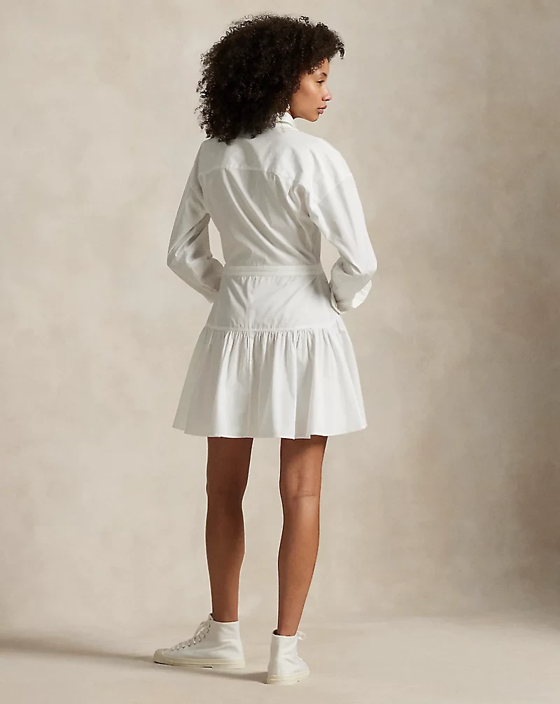 Cotton Broadcloth Paneled Shirtdress