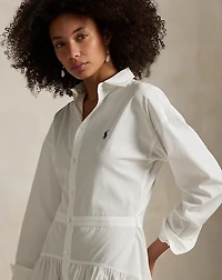 Cotton Broadcloth Paneled Shirtdress